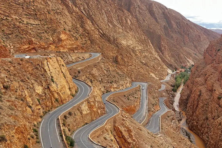 Hairpin road through the Dades Gorges, day 8 of the 14-Day Morocco Tour from Casablanca: Morocco at Leisure