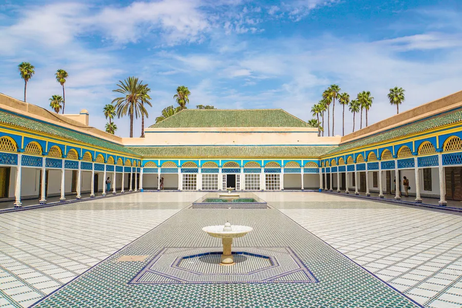 The marble courtyard and painted galleries of the Bahia Palace in Marrakech, day 10 of the 14-Day Morocco Tour from Casablanca: Morocco at Leisure